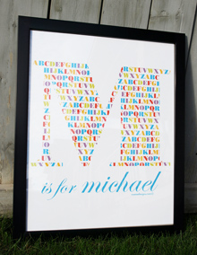 Style: Initial is for ... child's name  candy colours print